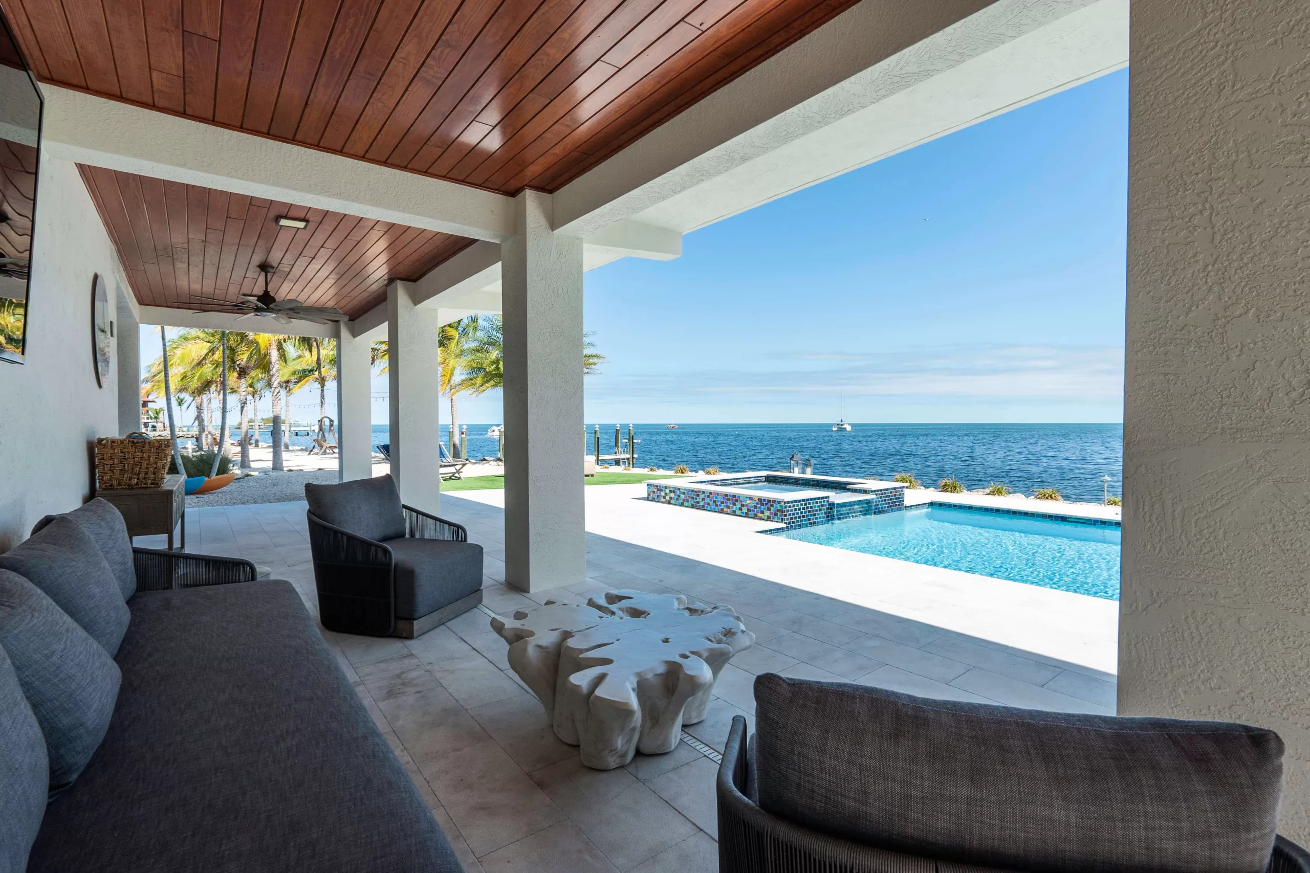 Covered patio overlooking the water, KMS real estate listing photography